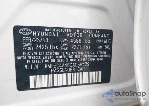 2013 Hyundai Sonata Hybrid Limited from USA, damaged, VIN KMHEC4A46DA068479